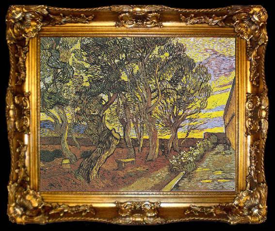 framed  Vincent Van Gogh Garden of the Hospital Saint-Paul, ta009-2